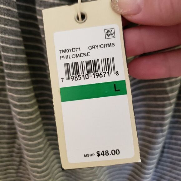 Max Studio London Striped Racerback Cami Tank Gray/White - Picture 5 of 7